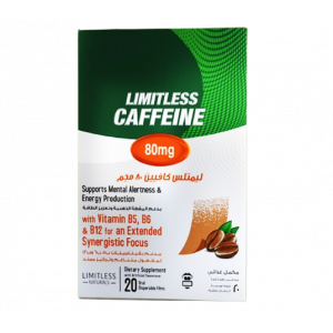 LIMITLESS CAFFEINE 80 MG ( CAFFEINE + VITAMIN B5 / PANTOTHENIC ACID + VITAMIN B12 + VIYAMIN B6 ) 20 ORAL DISPERSIBLE FILMS